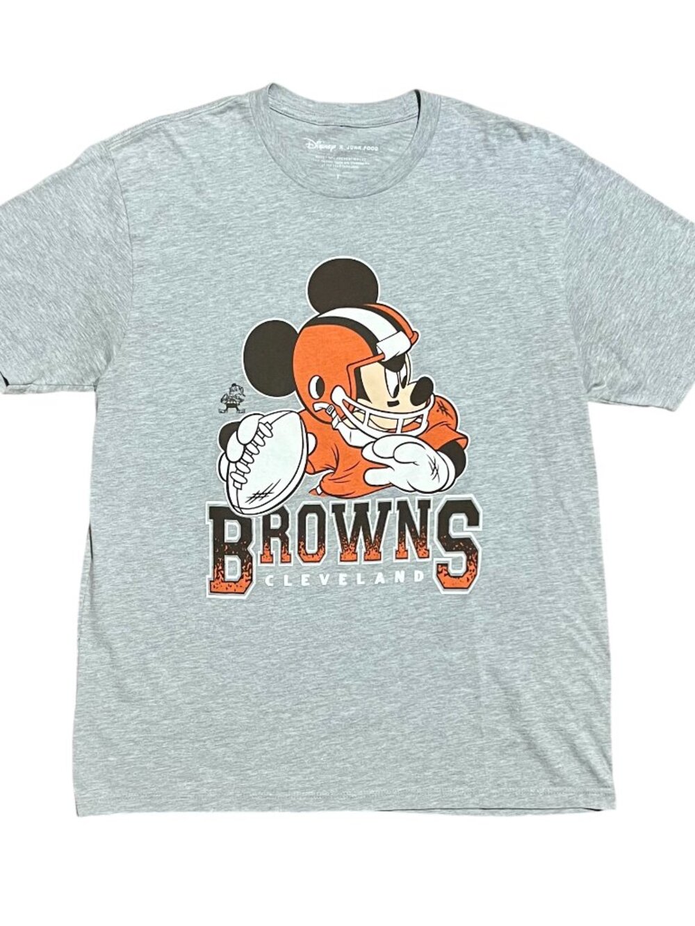 Cleveland Browns Mickey Mouse Disney Quarterback Gray T-Shirt, Men's Large